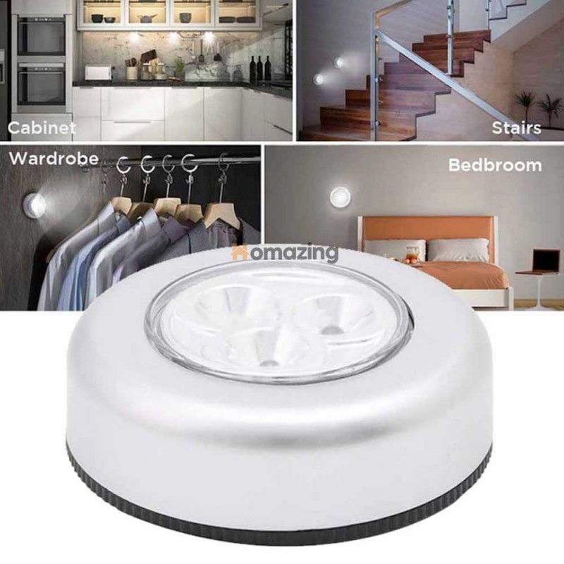 LED Push Button Tap Light Adhesive Pack Of 3