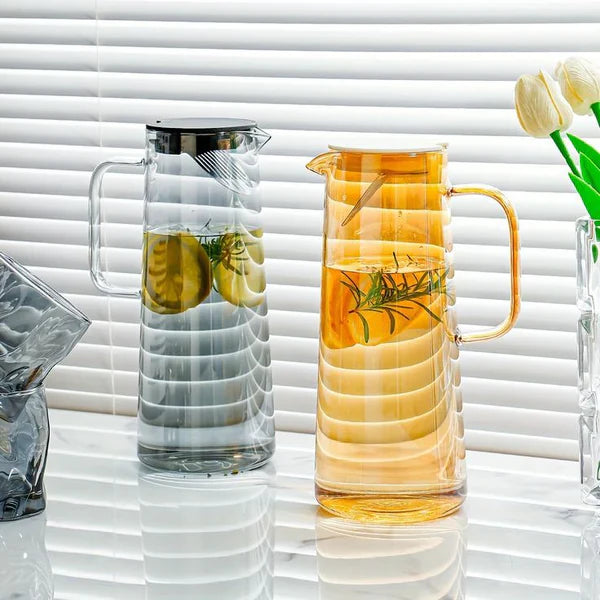 Glass Water Jug 1800ML Premium Transparent Drinking Pitcher