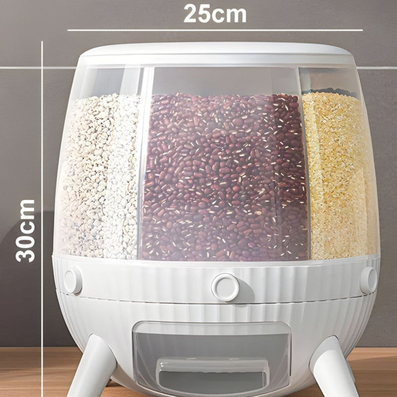 6KG Rotating Cereal Dispenser Multi Grain Storage Container