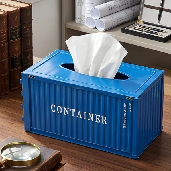 Cargo Container Design Tissue Box Organizer