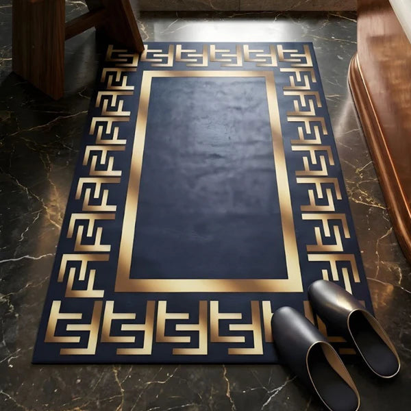 Luxury Border Design Nappa Leather Bath Mat Non Slip Rubber Mat
