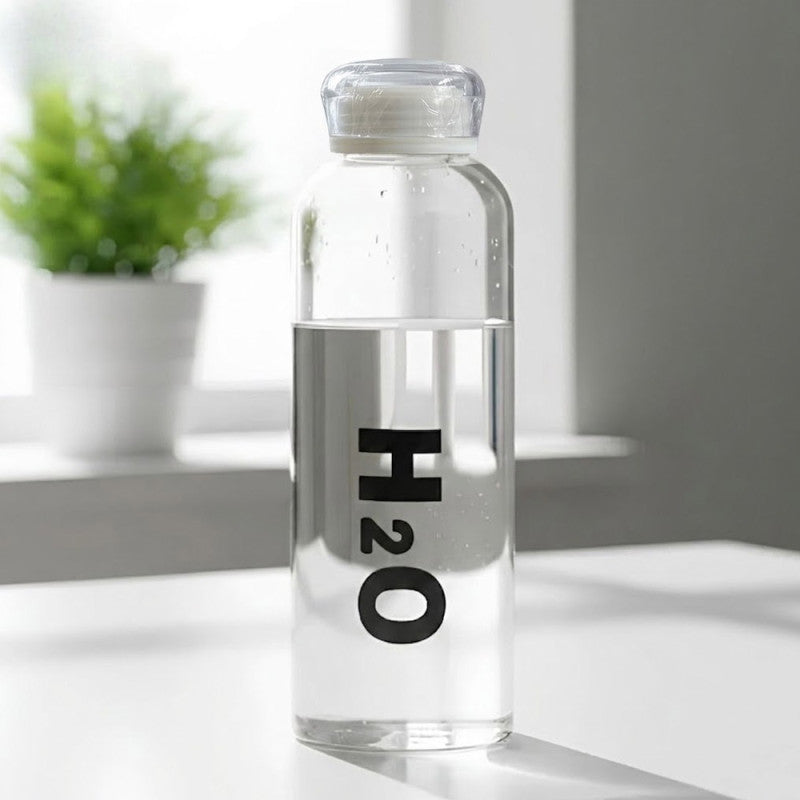 Borosilicate Glass Water Bottle H2O Style Leakproof Bottle