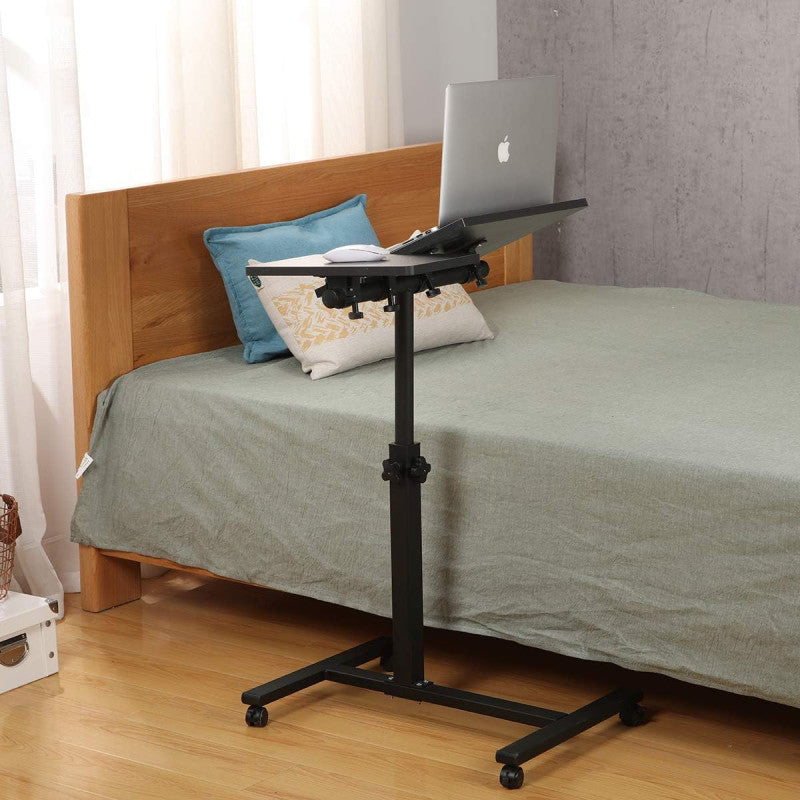 Adjustable Over Bed Table with Wheels Portable Rolling Laptop & Study Desk