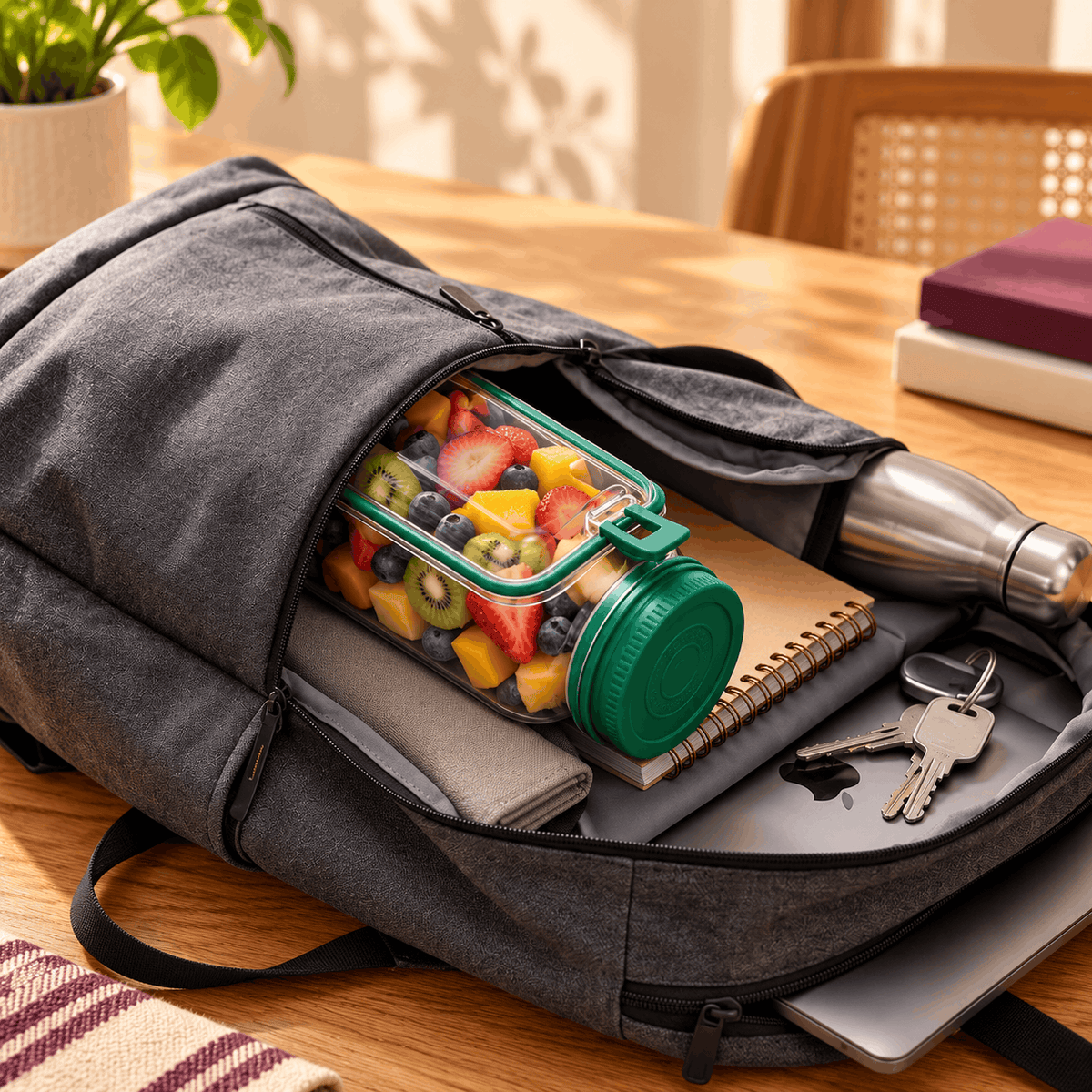 Portable Salad & Meal Prep Jar with Dressing Cup