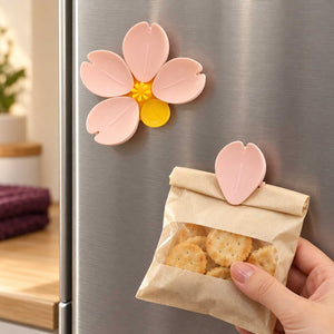 Flower-shaped magnetic food bag sealing clip for kitchen storage