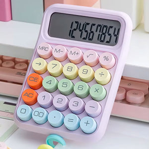 Digital desktop calculator showing numbers on its LCD screen