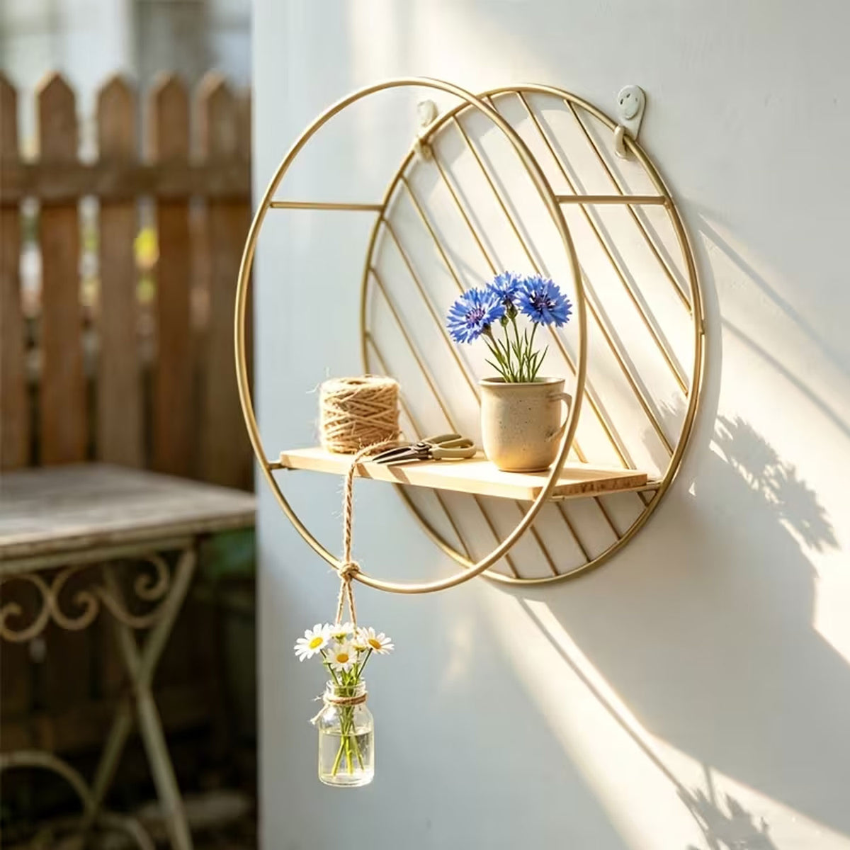 Modern Nordic Round Metal Wall Decor Shelf
