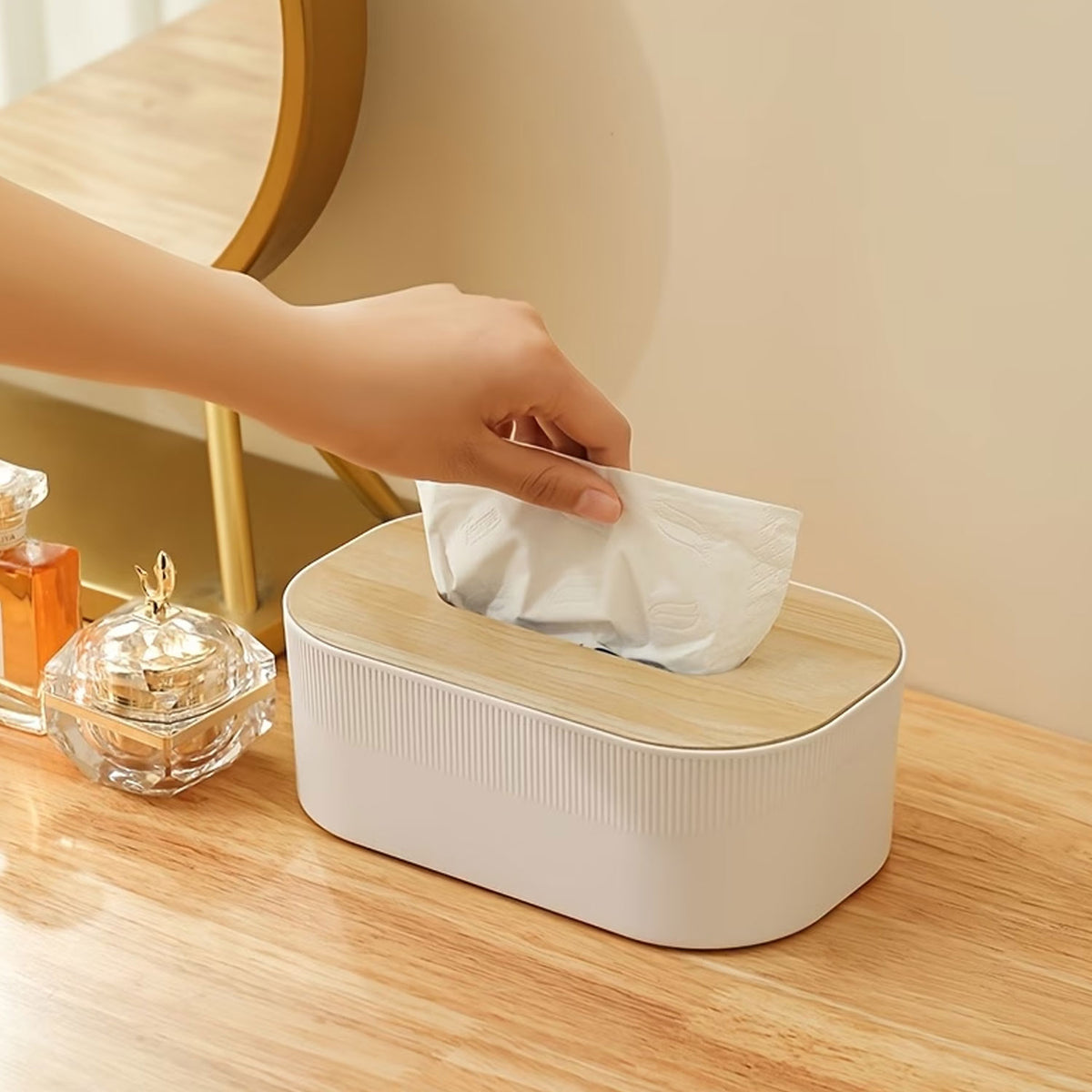 Modern Wooden Head Tissue Box for Home & Office