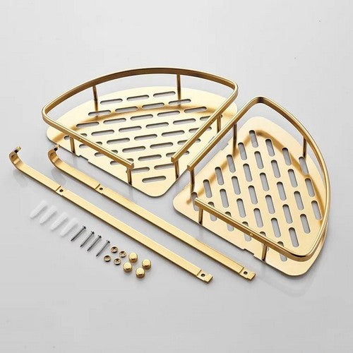 2 Layer Aluminum Golden plated Bathroom Shelf