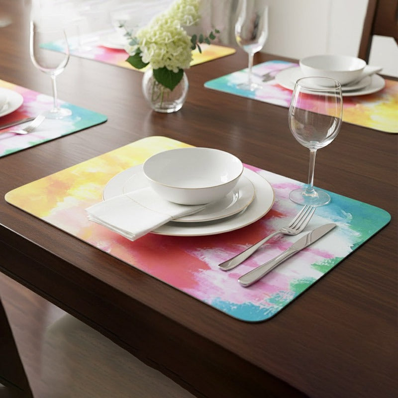 Anti-Slip Dish Drying/Dining Table Mat-Vibrant Brushstroke Design
