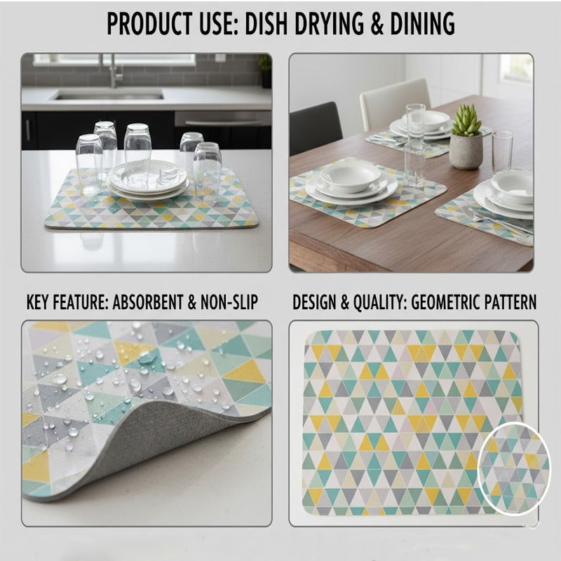 Anti-Slip Dish Drying/Dining Table Mat-Modern Geometric Design