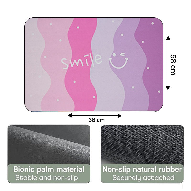 Floor Bath Mat Absorbent Non-Slip Smile Design