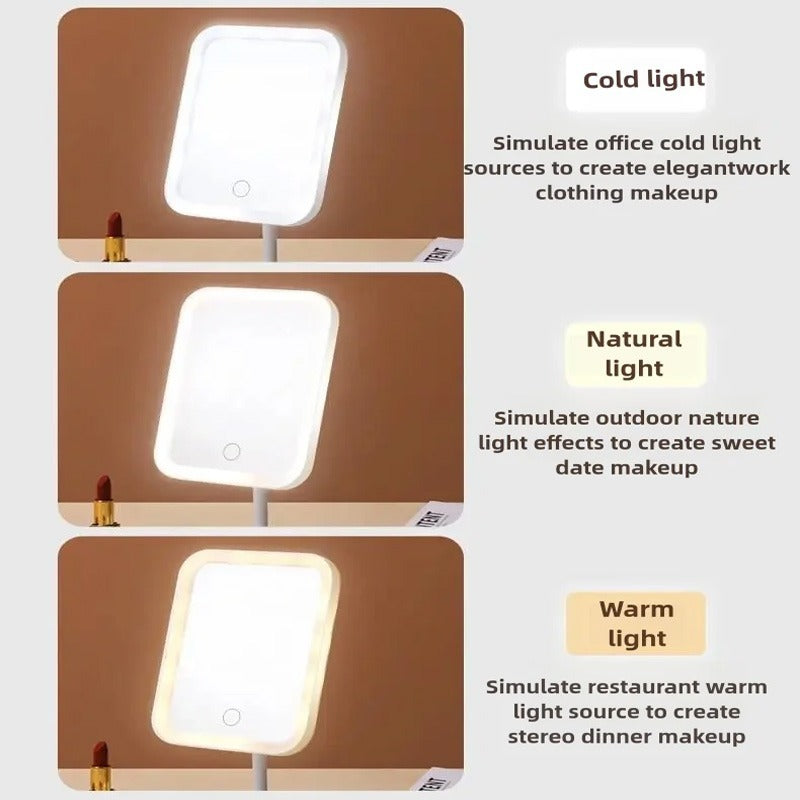Modern Desktop Vanity Mirror 3 Color Light LED