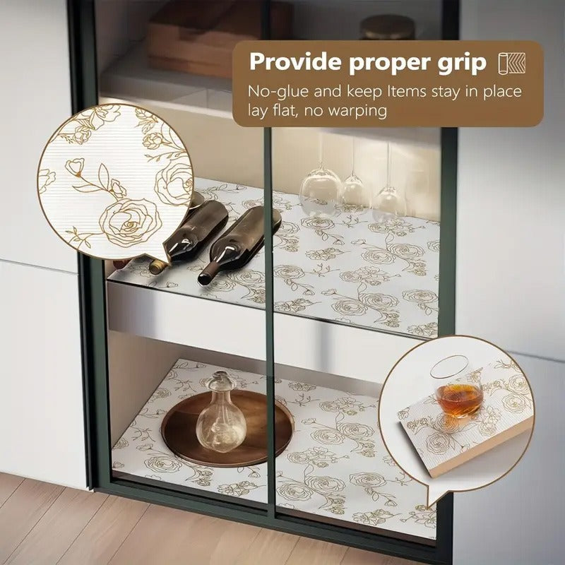 Drawer Liner Mat Gold Floral