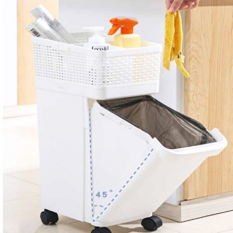 Vertical Storage & Trash Dustbin with Wheels