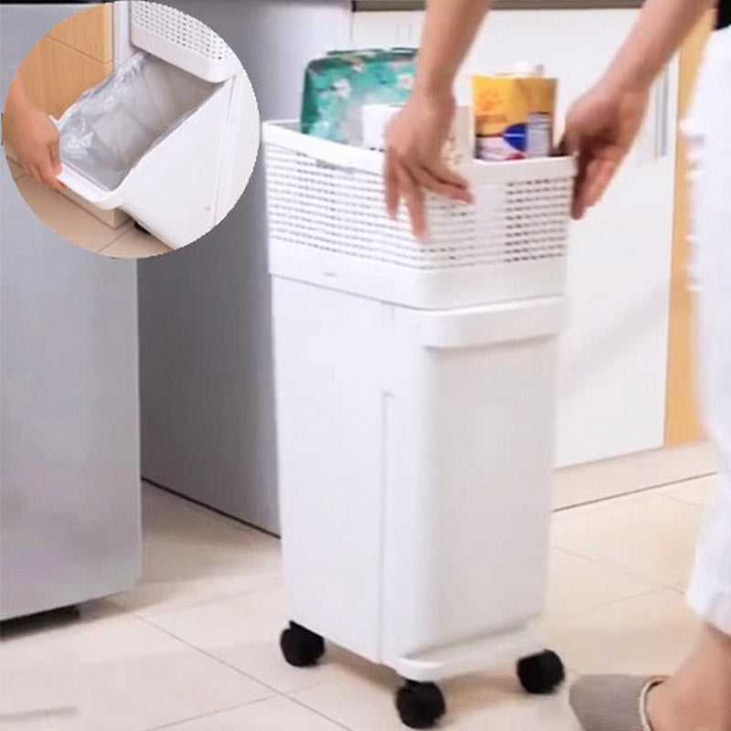 Vertical Storage & Trash Dustbin with Wheels