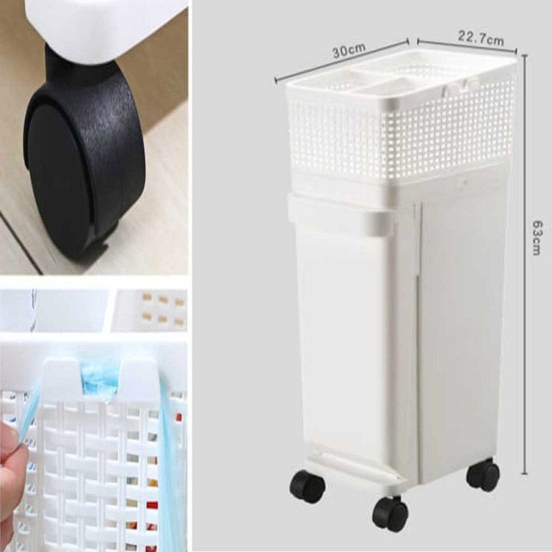 Vertical Storage & Trash Dustbin with Wheels