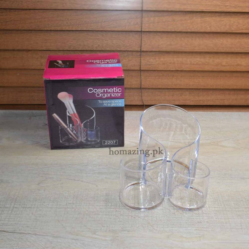 Acrylic 3 Compartment Cosmetic Brush Holder