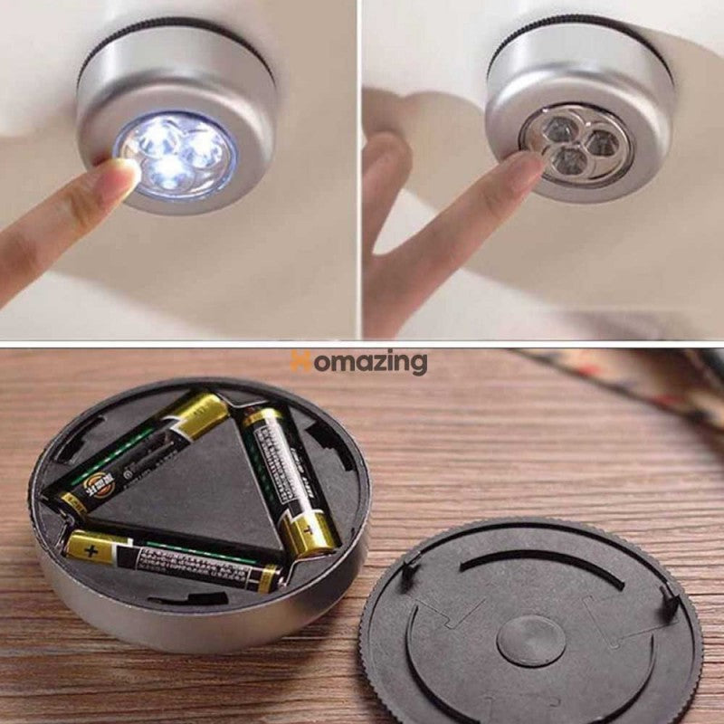 LED Push Button Tap Light Adhesive Pack Of 3