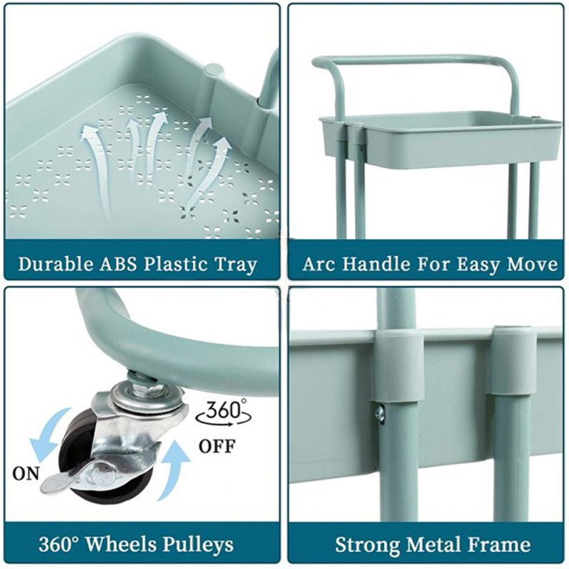 3 Tier Trolley Storage Rack With Wheel