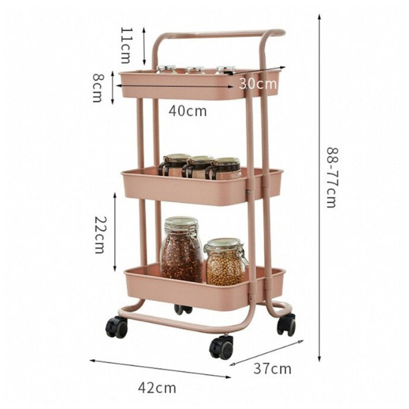 3 Tier Trolley Storage Rack With Wheel