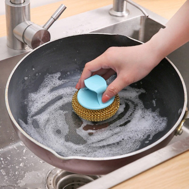 Handle Steel Scrubber Pad