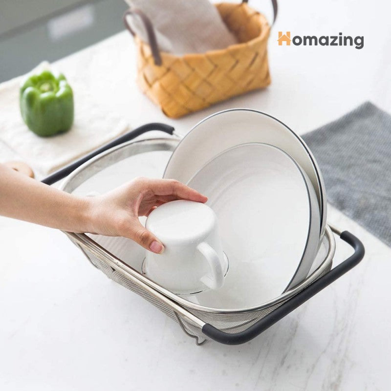 Over The Sink Colander Strainer Basket Stainless Steel