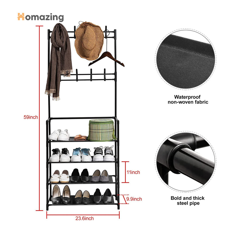 Multifunctional 4 Layers Shoe & Coat Rack