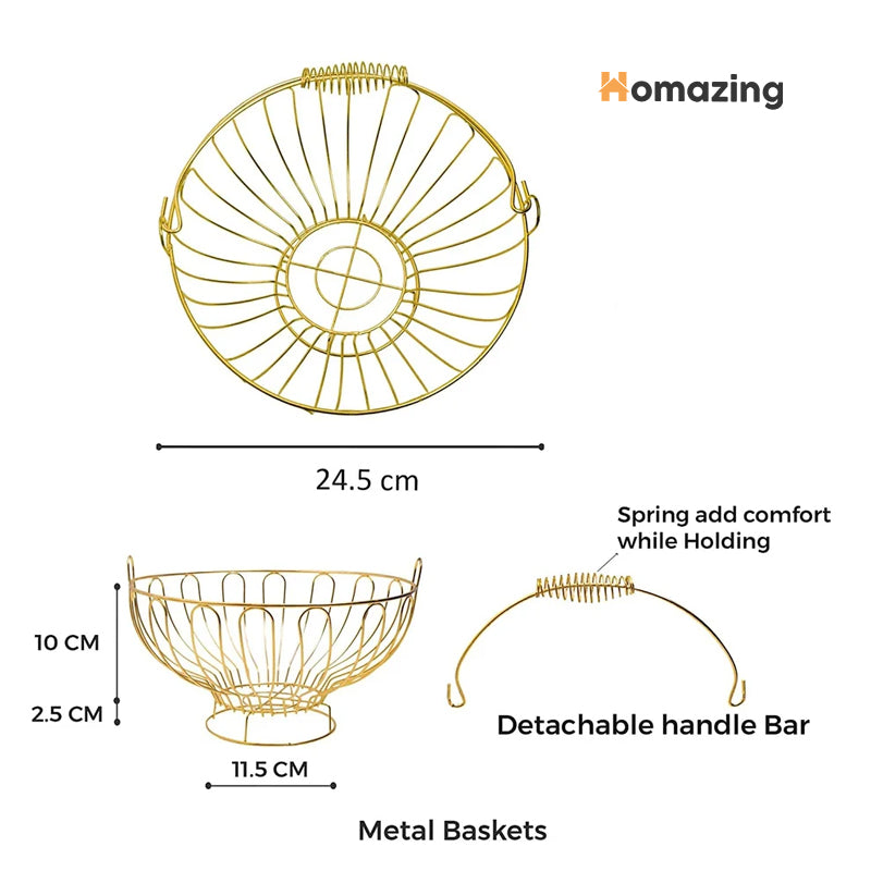 Fruit Basket Round Gold