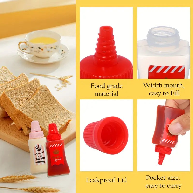 4pcs Mini Condiment Squeeze Bottle Set