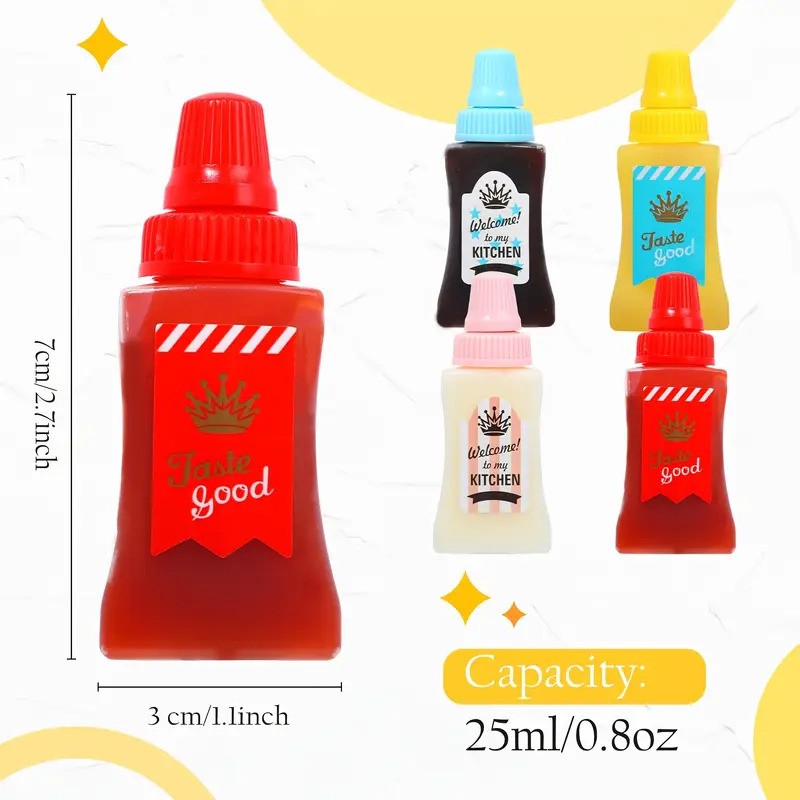 4pcs Mini Condiment Squeeze Bottle Set