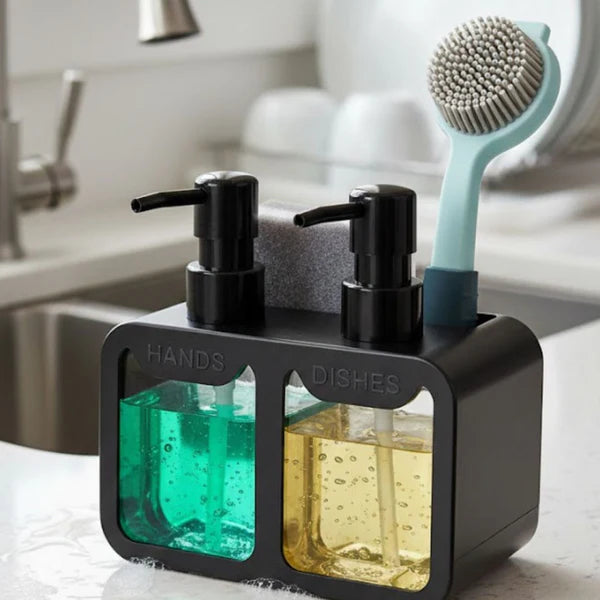 4 in 1 Manual Press Liquid Dish & Hand Soap Dispenser