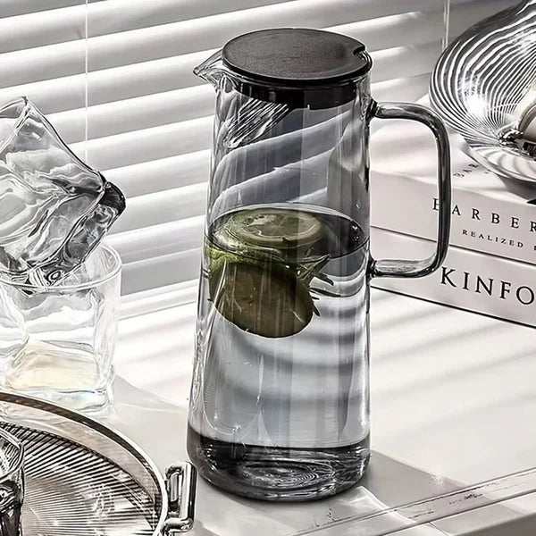 Glass Water Jug 1800ML Premium Transparent Drinking Pitcher