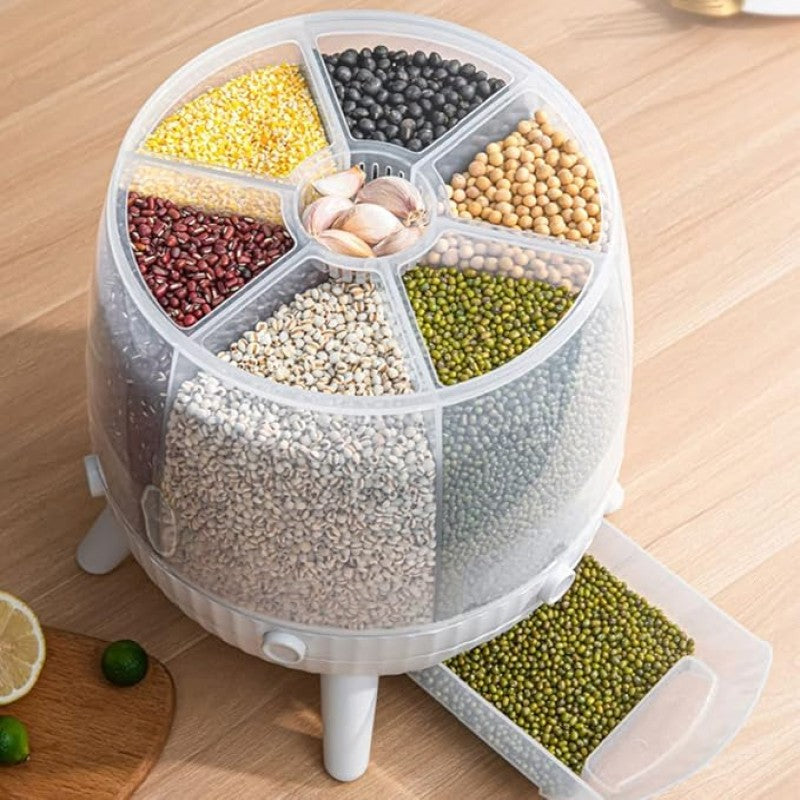 6KG Rotating Cereal Dispenser Multi Grain Storage Container