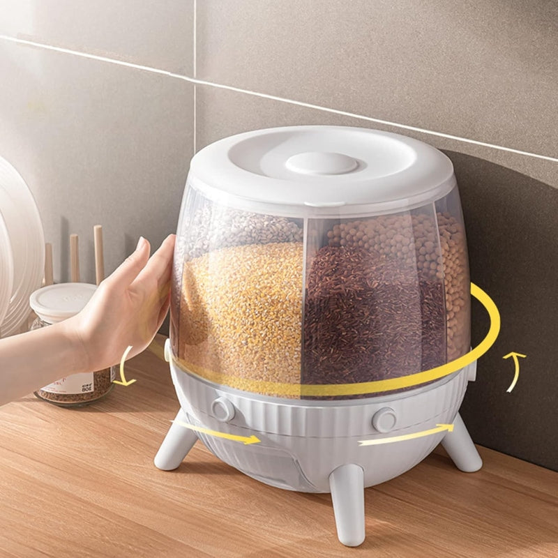 6KG Rotating Cereal Dispenser Multi Grain Storage Container