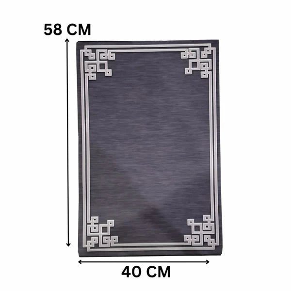 Premium Geometric Border Nappa Leather Mat Ultra Non Slip Floor Mat
