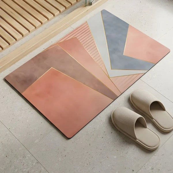 Nordic Pastel Geometric Nappa Leather Bath Mat