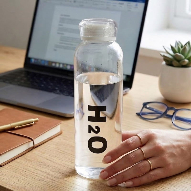 Borosilicate Glass Water Bottle H2O Style Leakproof Bottle