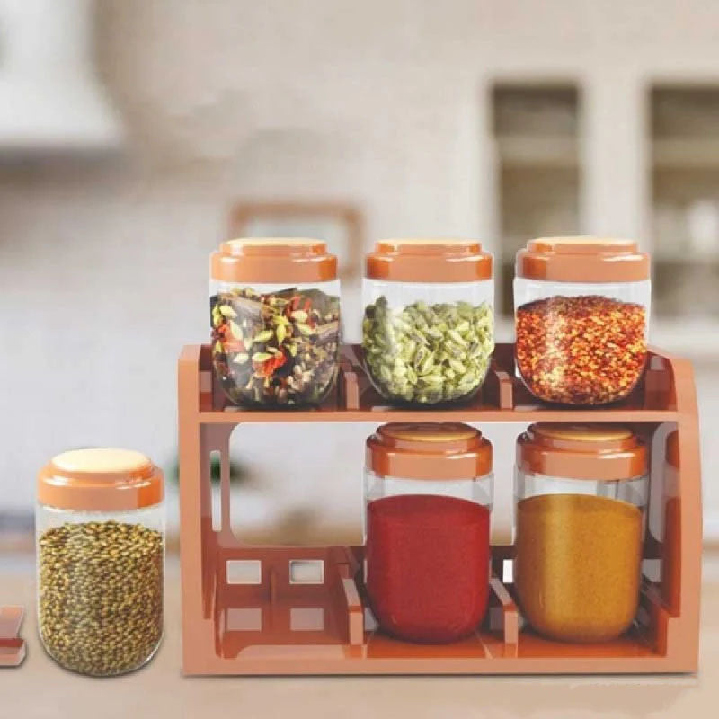 Spice Rack With 6 Airtight Jars