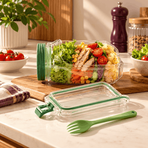 Portable Salad & Meal Prep Jar with Dressing Cup