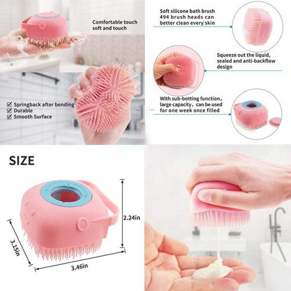 Silicone Soft Bath Body Brush with Shampoo Dispenser