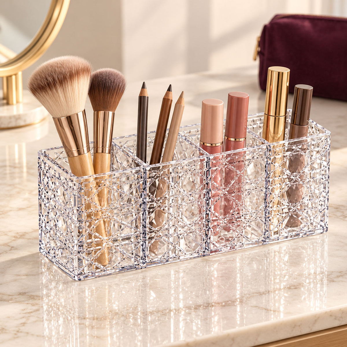 4-Section Makeup Brush & Beauty Tool Organizer
