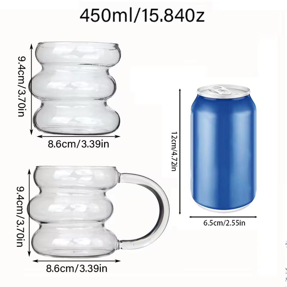 430ML Borosilicate Glass Cup with Handle