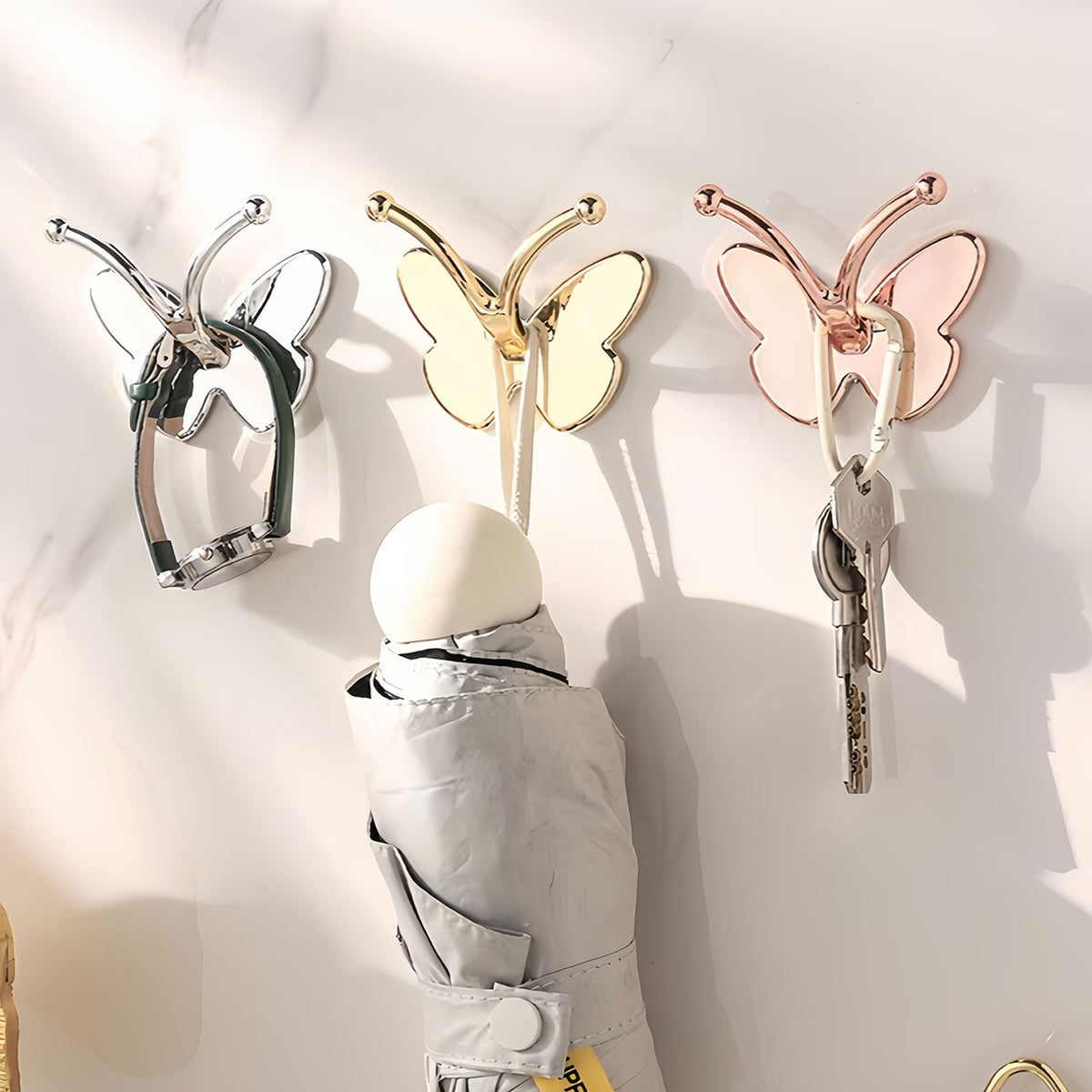 Butterfly-Shaped Adhesive Wall Hooks | Set of 2