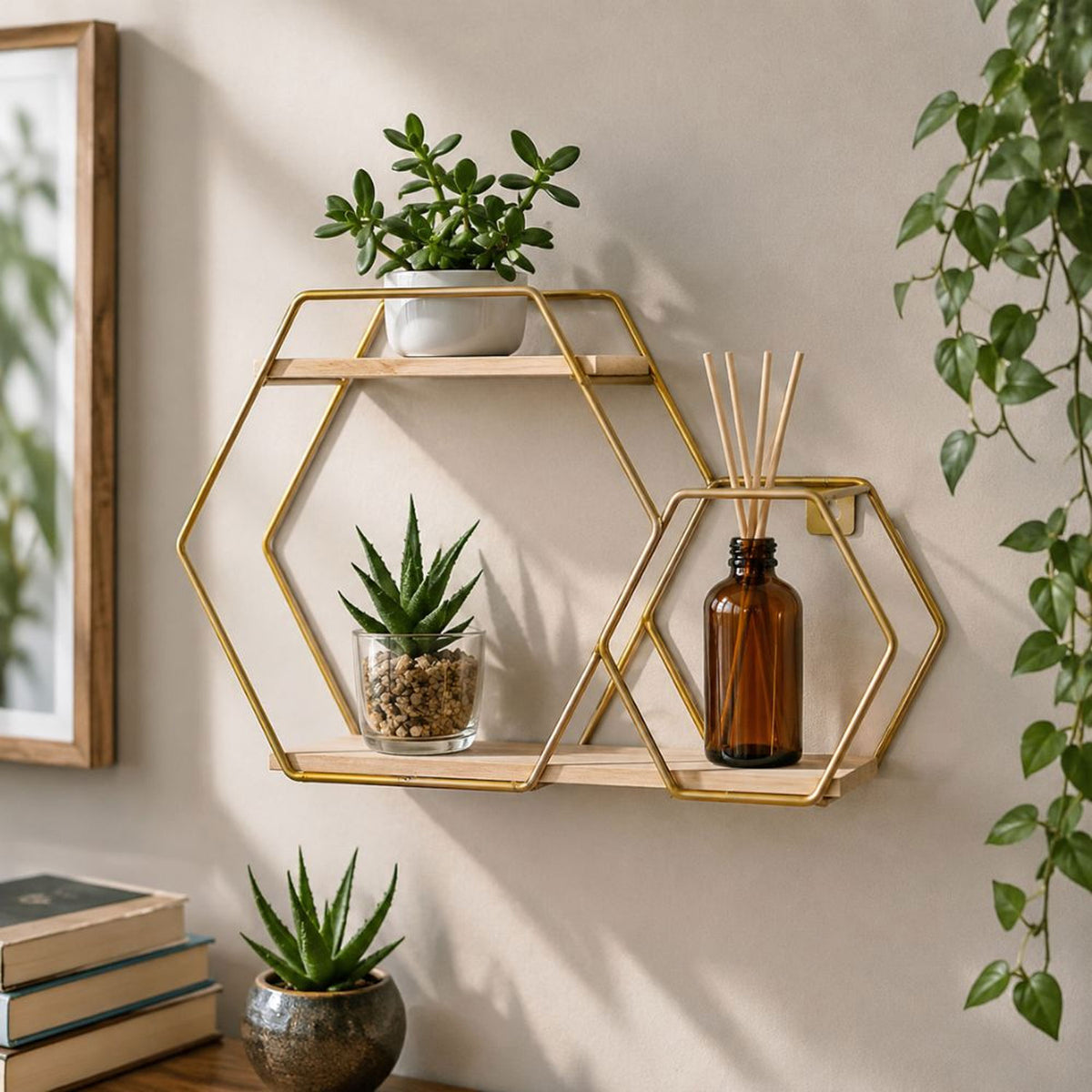 Decorative Two-Tier Hexagonal Storage Shelf