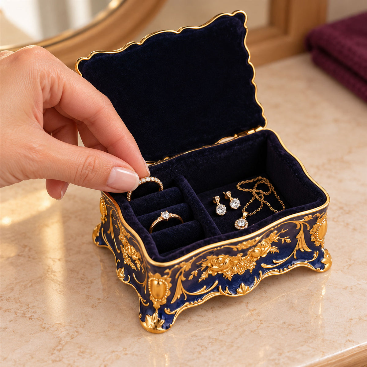 Floral Print Jewelry Storage Box for Everyday Accessories