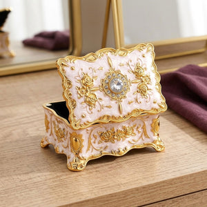 Floral print jewelry storage box for small accessories