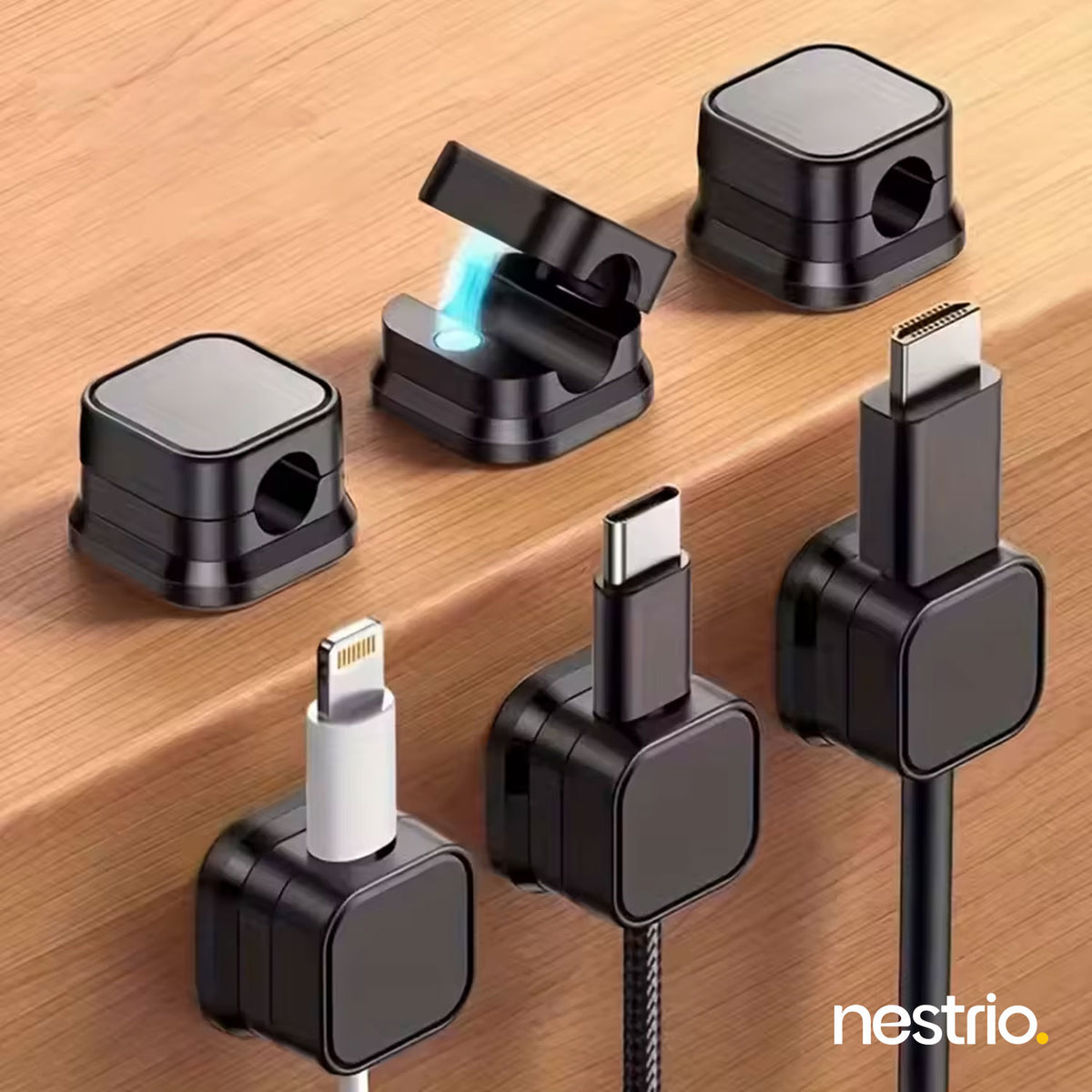Magnetic 12pcs Sticky Cable Organizer Clips for Desk Home and Office Cable Management