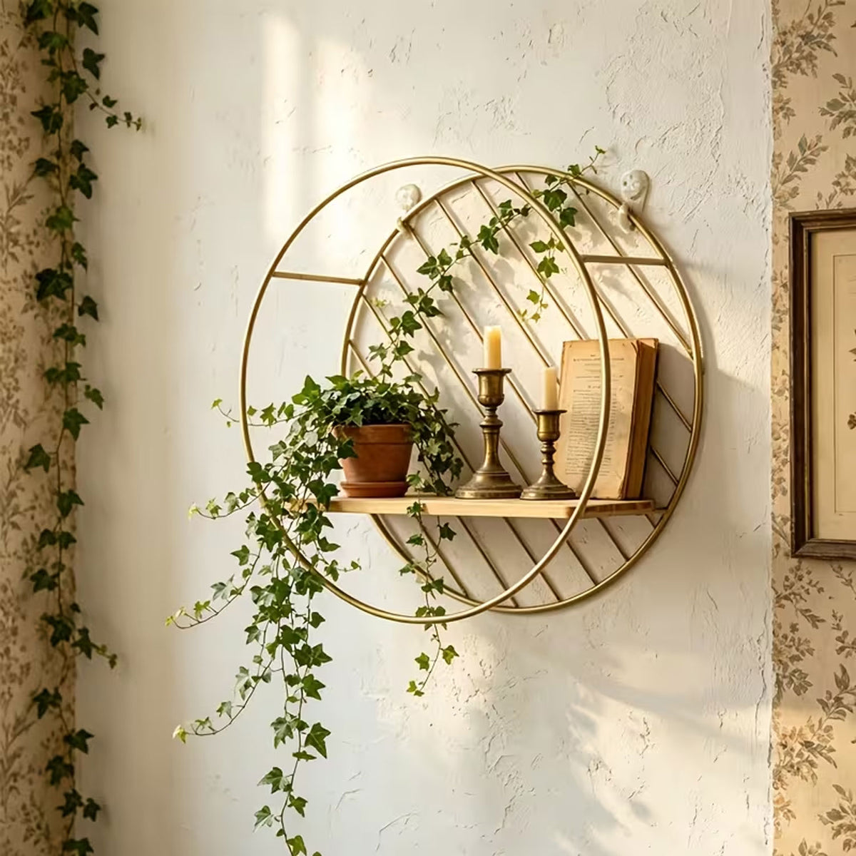 Modern Nordic Round Metal Wall Decor Shelf
