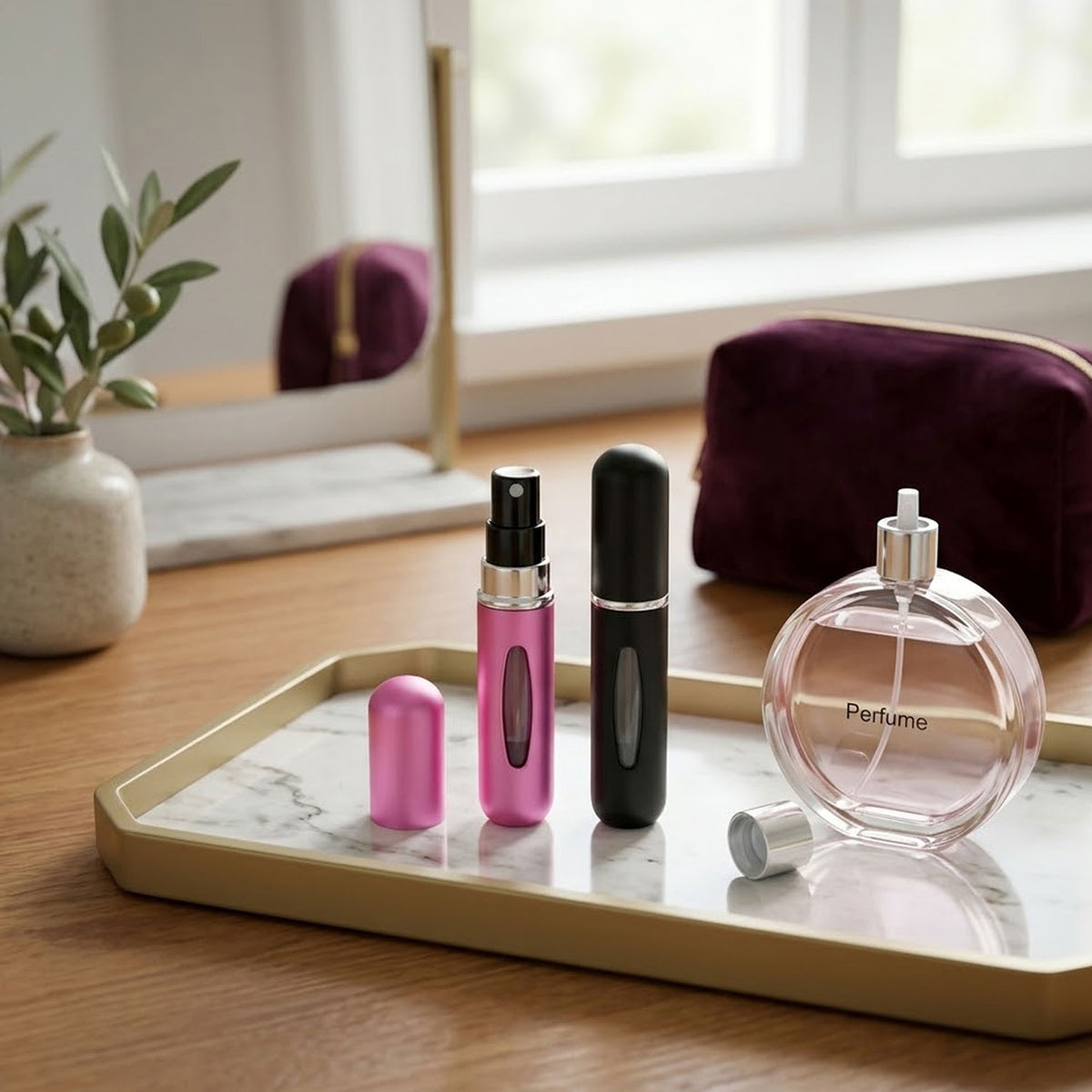 Refillable Mini Perfume Spray Bottle 2 Pcs